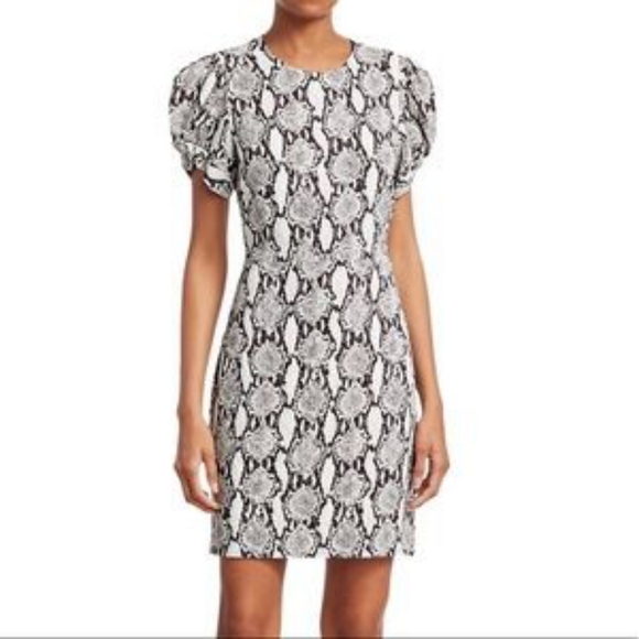 A.L.C. Brinley Snakeskin Puff Short Sleeves Mini Dress - Picture 2 of 16